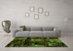 Machine Washable Patchwork Green Transitional Area Rugs in a Living Room,, wshabs1984grn