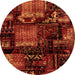 Round Machine Washable Patchwork Orange Transitional Area Rugs, wshabs1984org