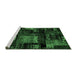 Sideview of Machine Washable Patchwork Emerald Green Transitional Area Rugs, wshabs1984emgrn