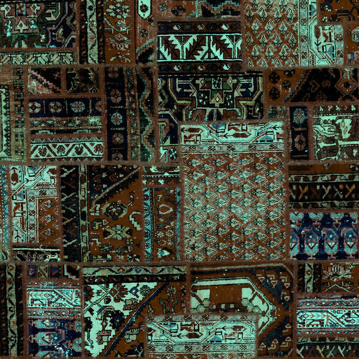 Patchwork Turquoise Transitional Rug, abs1984turq