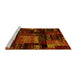 Sideview of Machine Washable Patchwork Yellow Transitional Rug, wshabs1984yw