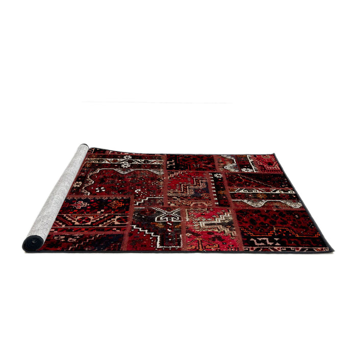 Sideview of Machine Washable Abstract Chestnut Brown Rug, wshabs1985
