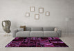 Machine Washable Patchwork Purple Transitional Area Rugs in a Living Room, wshabs1985pur