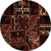 Round Patchwork Brown Transitional Rug, abs1985brn