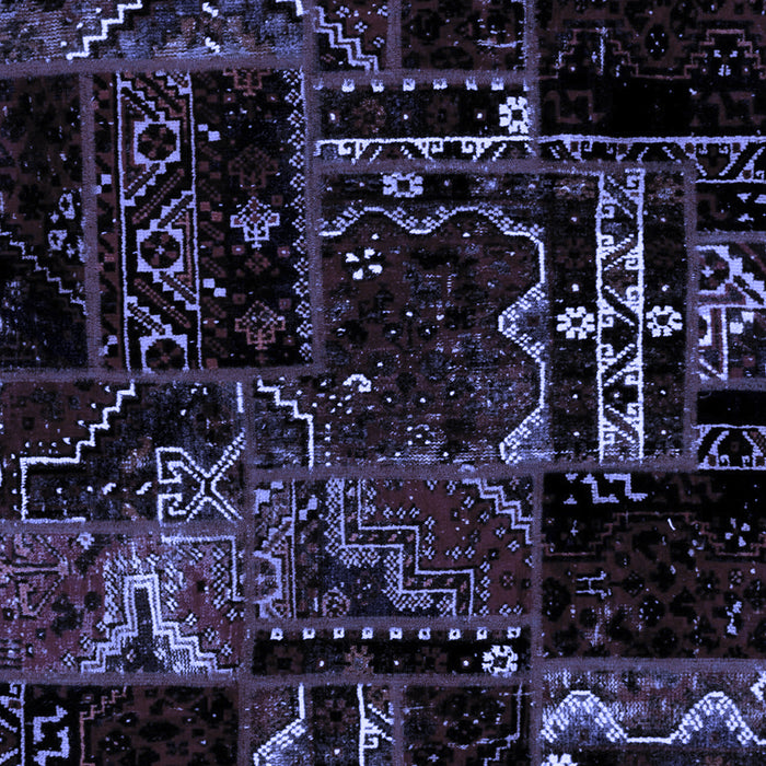 Machine Washable Patchwork Blue Transitional Rug, wshabs1985blu