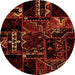 Round Machine Washable Patchwork Orange Transitional Area Rugs, wshabs1985org