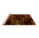 Sideview of Machine Washable Patchwork Yellow Transitional Rug, wshabs1985yw