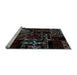 Sideview of Machine Washable Patchwork Light Blue Transitional Rug, wshabs1985lblu