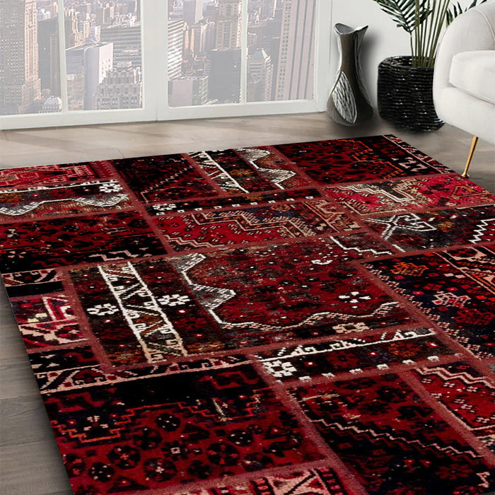 Machine Washable Abstract Chestnut Brown Rug in a Family Room, wshabs1985