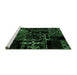 Sideview of Machine Washable Patchwork Emerald Green Transitional Area Rugs, wshabs1985emgrn