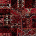 Square Abstract Chestnut Brown Patchwork Rug, abs1985