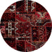 Round Abstract Chestnut Brown Patchwork Rug, abs1985