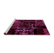 Sideview of Machine Washable Patchwork Pink Transitional Rug, wshabs1985pnk