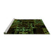 Sideview of Machine Washable Patchwork Green Transitional Area Rugs, wshabs1985grn