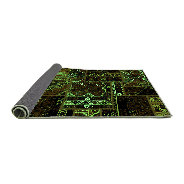 Sideview of Patchwork Green Transitional Rug, abs1985grn