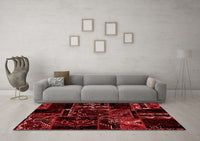 Machine Washable Patchwork Red Transitional Rug, wshabs1985red