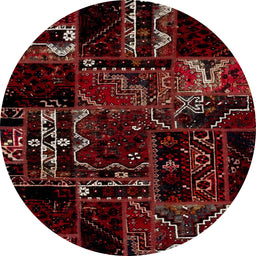 Round Machine Washable Abstract Chestnut Brown Rug, wshabs1985
