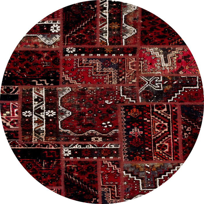 Round Machine Washable Abstract Chestnut Brown Rug, wshabs1985