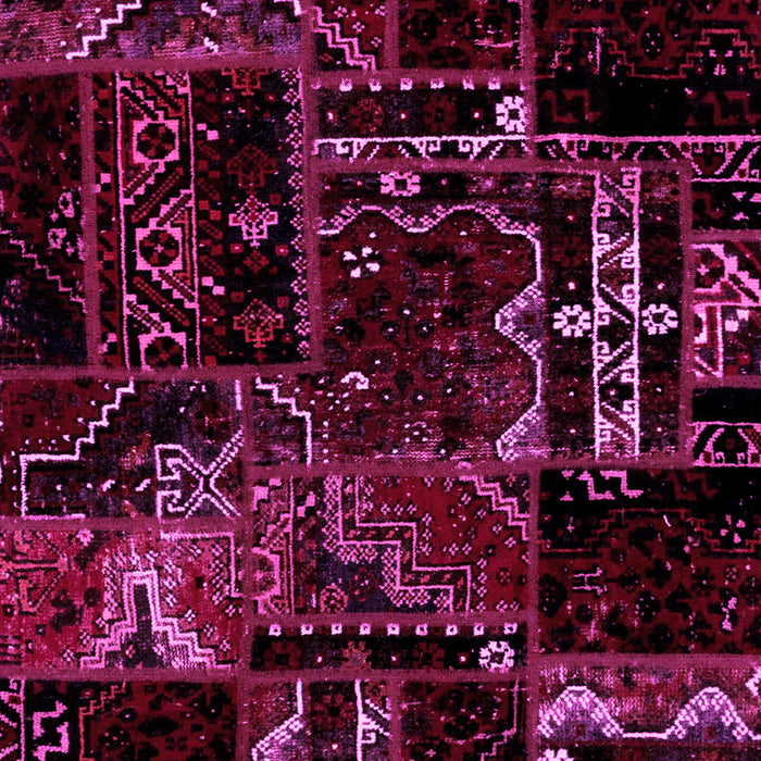 Machine Washable Patchwork Pink Transitional Rug, wshabs1985pnk