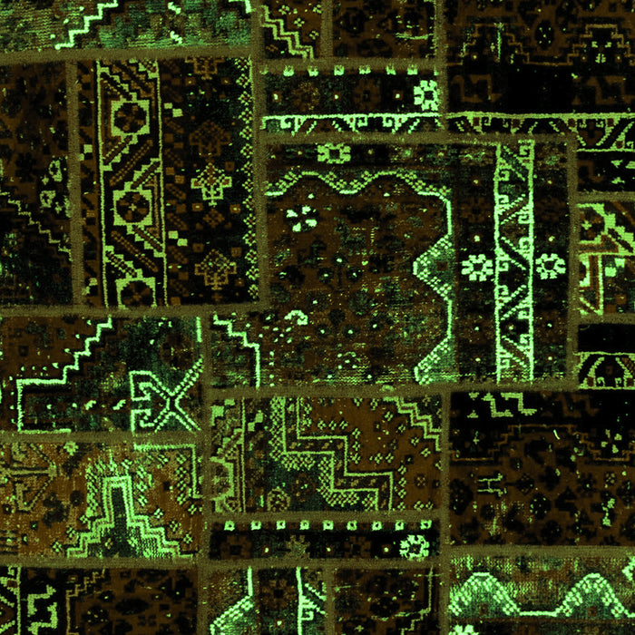 Machine Washable Patchwork Green Transitional Area Rugs, wshabs1985grn