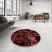 Round Machine Washable Abstract Chestnut Brown Rug in a Office, wshabs1985