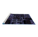 Sideview of Machine Washable Patchwork Blue Transitional Rug, wshabs1985blu
