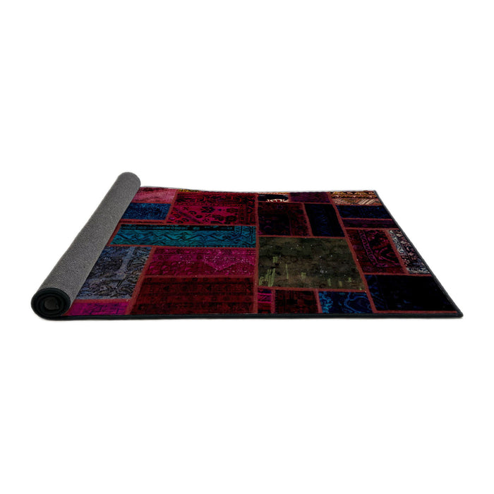 Sideview of Abstract Black Patchwork Rug, abs1986