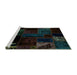 Sideview of Machine Washable Patchwork Turquoise Transitional Area Rugs, wshabs1986turq