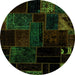 Round Patchwork Green Transitional Rug, abs1986grn