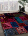 Abstract Black Patchwork Rug in Family Room, abs1986