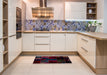 Abstract Black Patchwork Rug in a Kitchen, abs1986