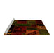 Sideview of Machine Washable Patchwork Yellow Transitional Rug, wshabs1986yw