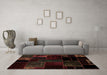 Machine Washable Patchwork Brown Transitional Rug in a Living Room,, wshabs1986brn