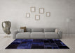 Machine Washable Patchwork Blue Transitional Rug in a Living Room, wshabs1986blu