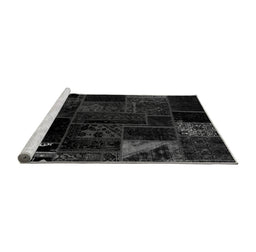 Sideview of Machine Washable Patchwork Gray Transitional Rug, wshabs1986gry