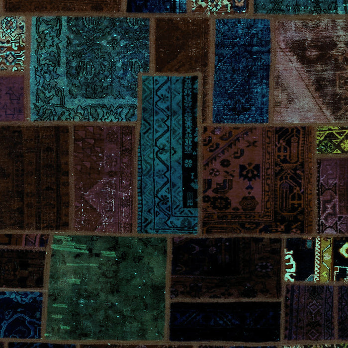 Patchwork Turquoise Transitional Rug, abs1986turq