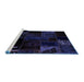 Sideview of Machine Washable Patchwork Blue Transitional Rug, wshabs1986blu