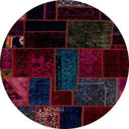 Round Machine Washable Abstract Black Rug, wshabs1986