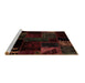 Sideview of Machine Washable Patchwork Brown Transitional Rug, wshabs1986brn