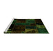 Sideview of Machine Washable Patchwork Green Transitional Area Rugs, wshabs1986grn