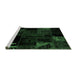 Sideview of Machine Washable Patchwork Emerald Green Transitional Area Rugs, wshabs1986emgrn