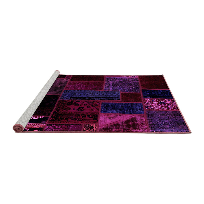 Sideview of Machine Washable Patchwork Pink Transitional Rug, wshabs1986pnk
