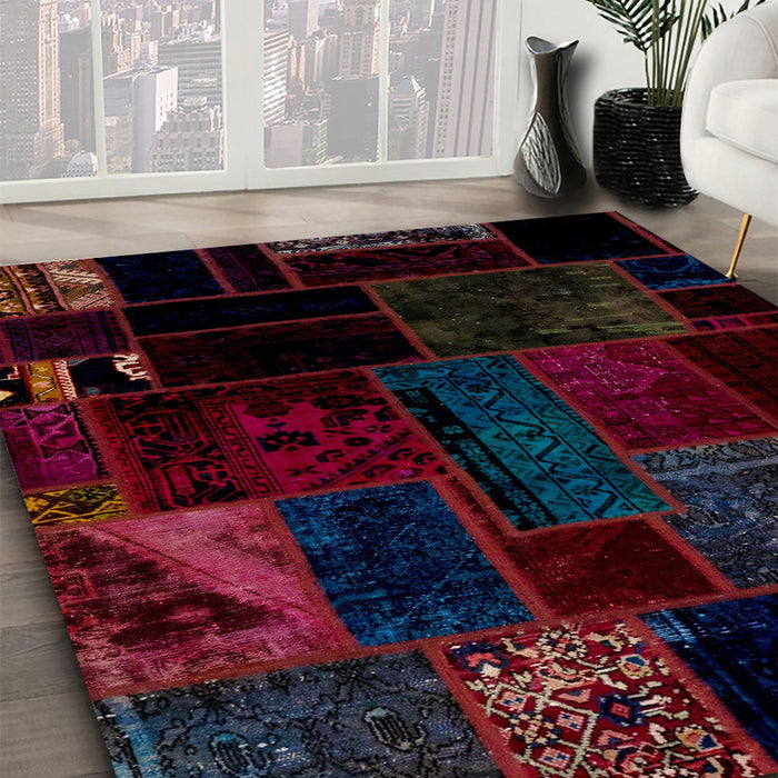 Machine Washable Abstract Black Rug in a Family Room, wshabs1986