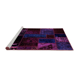 Sideview of Machine Washable Patchwork Purple Transitional Area Rugs, wshabs1986pur