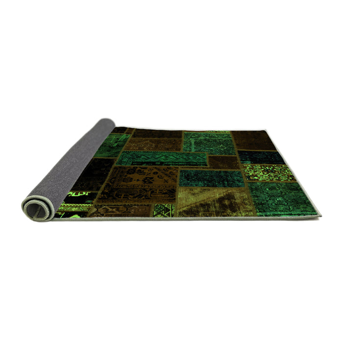 Sideview of Patchwork Green Transitional Rug, abs1986grn
