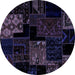 Round Patchwork Blue Transitional Rug, abs1987blu