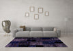 Machine Washable Patchwork Blue Transitional Rug in a Living Room, wshabs1987blu