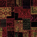 Square Machine Washable Patchwork Brown Transitional Rug, wshabs1987brn