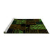 Sideview of Machine Washable Patchwork Green Transitional Area Rugs, wshabs1987grn