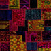 Square Abstract Reddish Brown Patchwork Rug, abs1987